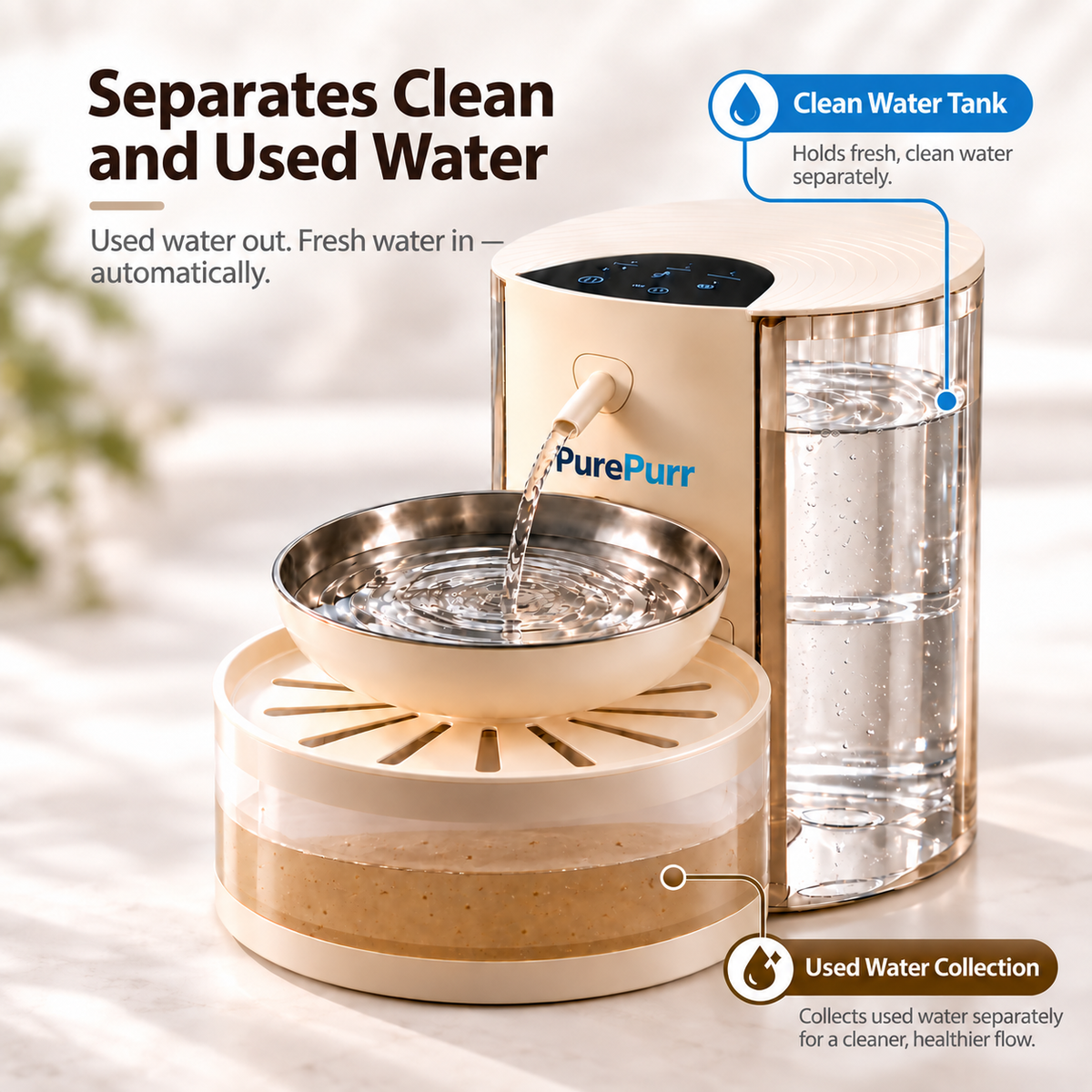 PurePurr™ Smart Dual-Tank Cat Water Fountain